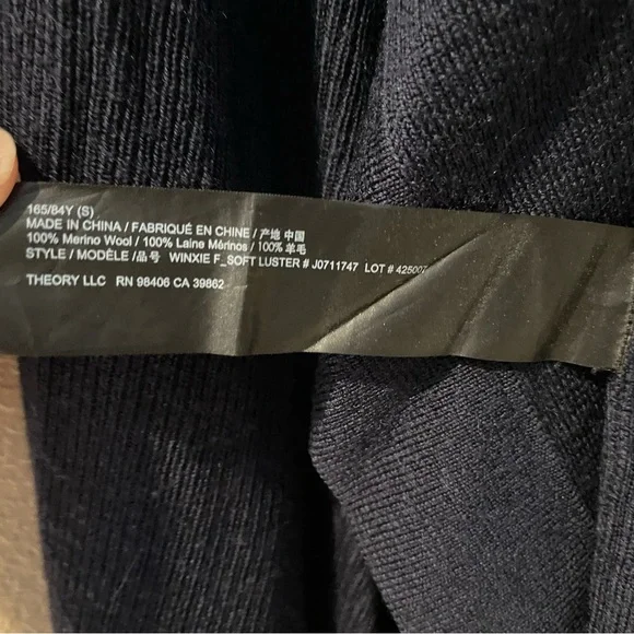 Theory Midnight Blue Women's Draped Cardigan with Pockets - Picture 2 of 8